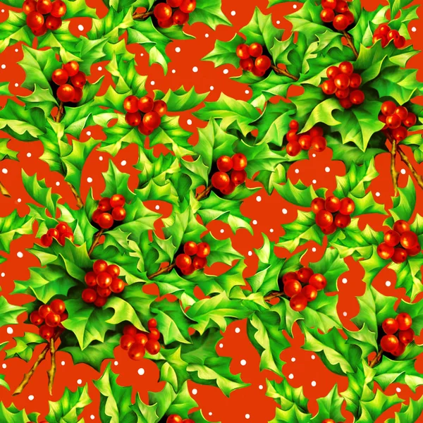 Візерунок з цифровою рукою намальовані голлі ягоди — стокове фото