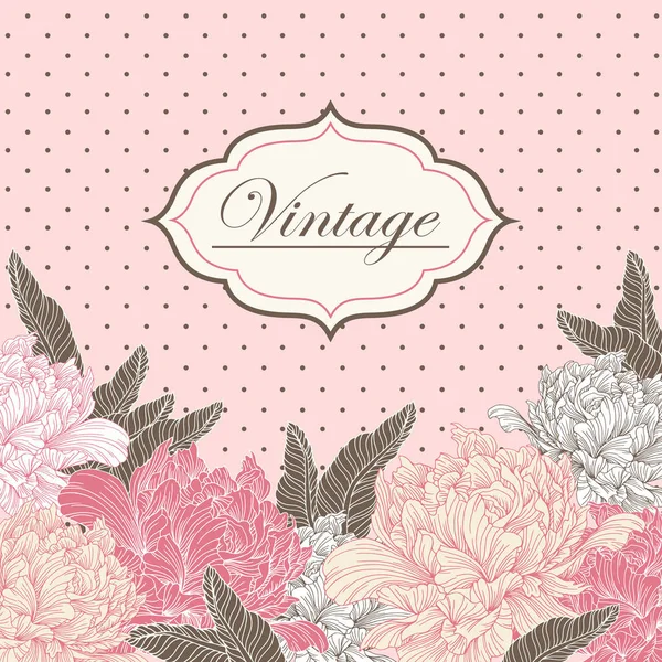 Cartão Vintage Convite Com Peônias Abstratas Fundo Floral Modelo Para — Vetor de Stock