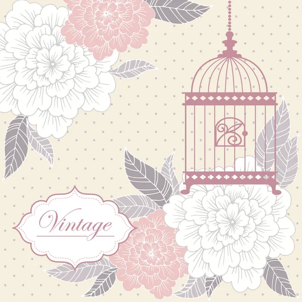 Vintage Floral Romantique Fond Vectoriel Dessiné Main Modèle Pour Invitation — Image vectorielle