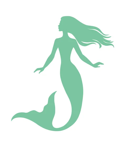 Mermaid Silhouette Vector Illustration Isolated White Background Logo Shirt Design — Stock Vector