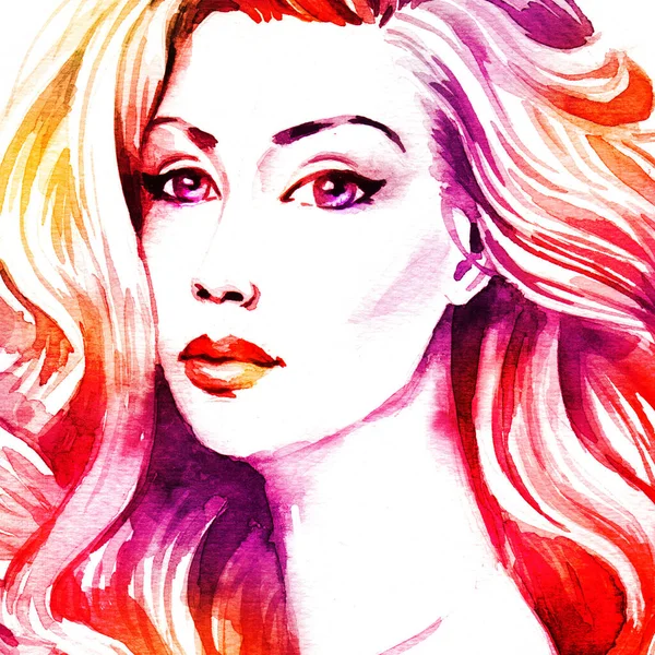 Retrato Feminino Sexy, Desenhos Originais Pintados Com Aquarela No Papel  Ilustração Stock - Ilustração de liso, cabeleireiro: 161895914