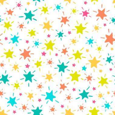 Yıldız, el çizimi illüstrasyon, vektörsüz desen.