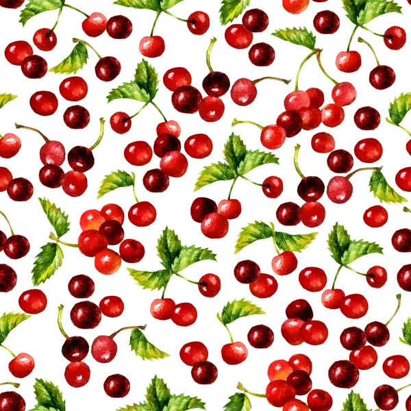 Watercolor Cherry Seamless Pattern — Stock Photo, Image