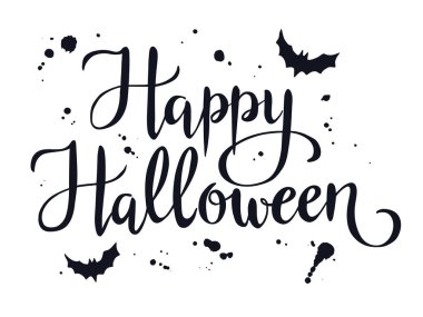 Mutlu Cadılar Bayramı, el yazısı vektör harfleri, Cadılar Bayramı tebrik kartı, davetiye, pankart.