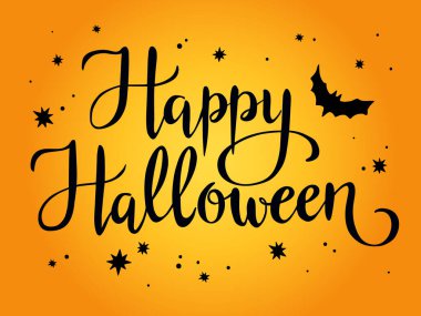 Mutlu Cadılar Bayramı, el yazısı vektör harfleri, Cadılar Bayramı tebrik kartı, davetiye, pankart.