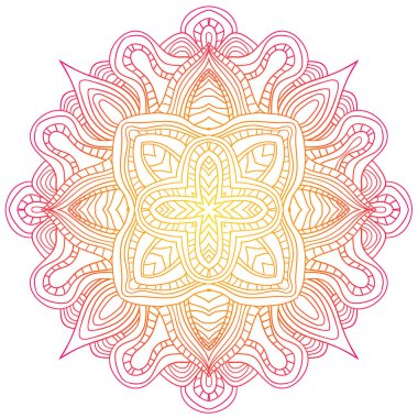 Tasarım, baskı, tebrik kartı için soyut simetri süsü, çiçek desenli vektör çizimi.