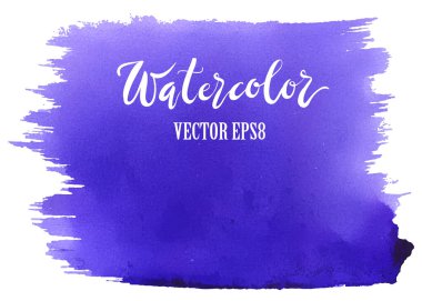 Suluboya mavi fırça darbesi, soyut vektör çizimi, elle boyanmış arkaplan beyaza izole edilmiş..