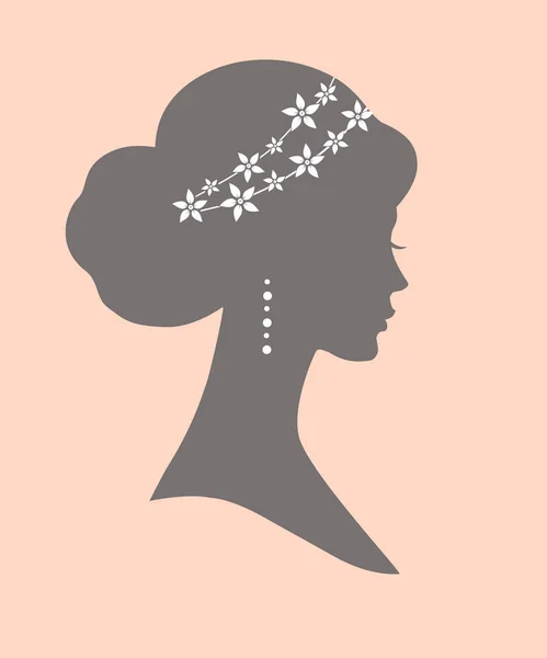 Silueta Mujer Peinado Boda Ilustración Vectorial Para Tarjeta Felicitación Invitación — Archivo Imágenes Vectoriales