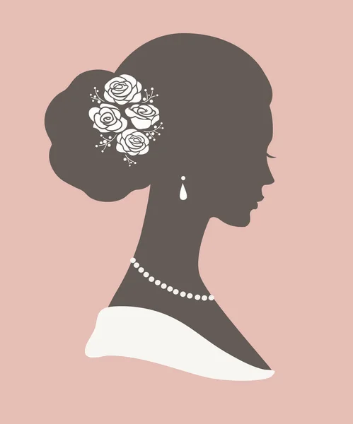 Silueta Mujer Peinado Boda Ilustración Vectorial Para Tarjeta Felicitación Invitación — Archivo Imágenes Vectoriales