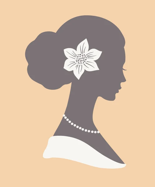 Silueta Mujer Peinado Boda Ilustración Vectorial Para Tarjeta Felicitación Invitación — Archivo Imágenes Vectoriales
