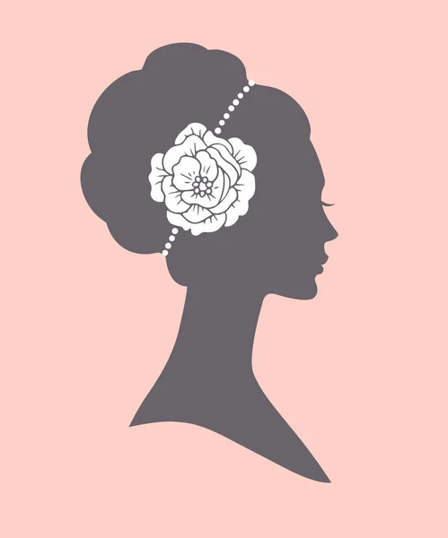 Silhueta Uma Mulher Penteado Casamento Ilustração Vetorial Para Cartão Saudação — Vetor de Stock