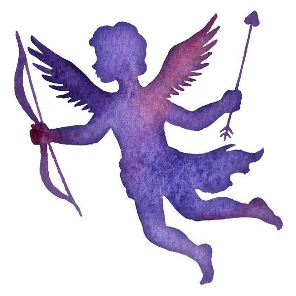 Sevgililer Günü Aşk Tanrısı, suluboya vektör çizimi