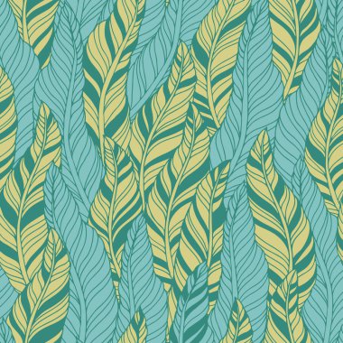 Soyut tüy, kusursuz vektör deseni. Dekoratif el çizimi vintage arkaplan.