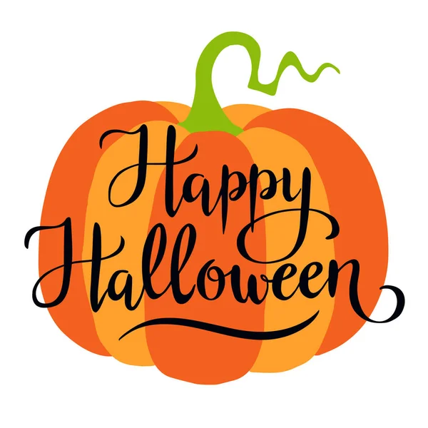 Feliz Halloween Letras Dibujadas Mano Calabaza Banner Texto Fondo Para — Vector de stock