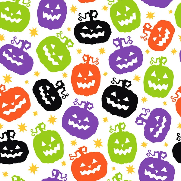 Calabazas Dibujos Animados Patrón Sin Costura Halloween Vector Ilustración — Archivo Imágenes Vectoriales