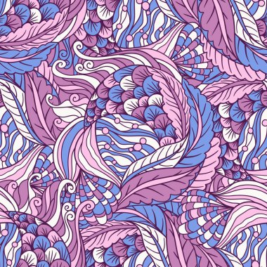 Soyut el sualtı denizi florası pürüzsüz desen, dekoratif dalga vektör arka plan.