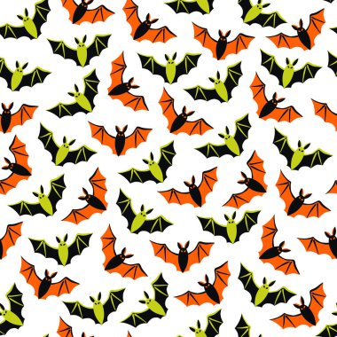 Yarasa pürüzsüz desen, el çizimi cadılar bayramı vektörü çizimi.