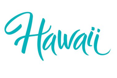Hawaii, beyaz arkaplanda resimli poster vektörü.
