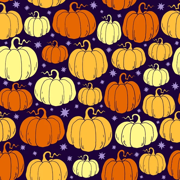 Dessin Animé Citrouilles Motif Sans Couture Illustration Vectorielle Halloween — Image vectorielle