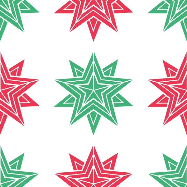 Étoiles Géométriques Motif Vectoriel Sans Couture Ornement Hiver Noël — Image vectorielle