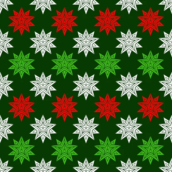 Estrellas Geométricas Patrón Inconsútil Vector Adorno Invierno Navidad — Vector de stock