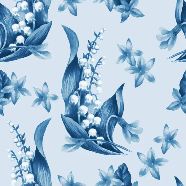 春の花 ビオラシームレスなパターン 手塗り水彩イラスト — ストック写真