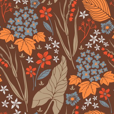 El çizimi çiçek vektörü pürüzsüz desen.