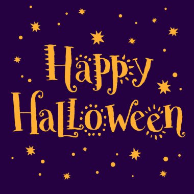 Mutlu Cadılar Bayramı, el yazısı vektör harfleri, Cadılar Bayramı tebrik kartı, davetiye, pankart.