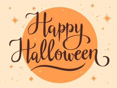 Mutlu Cadılar Bayramı, el yazısı vektör harfleri, Cadılar Bayramı tebrik kartı, davetiye, pankart.