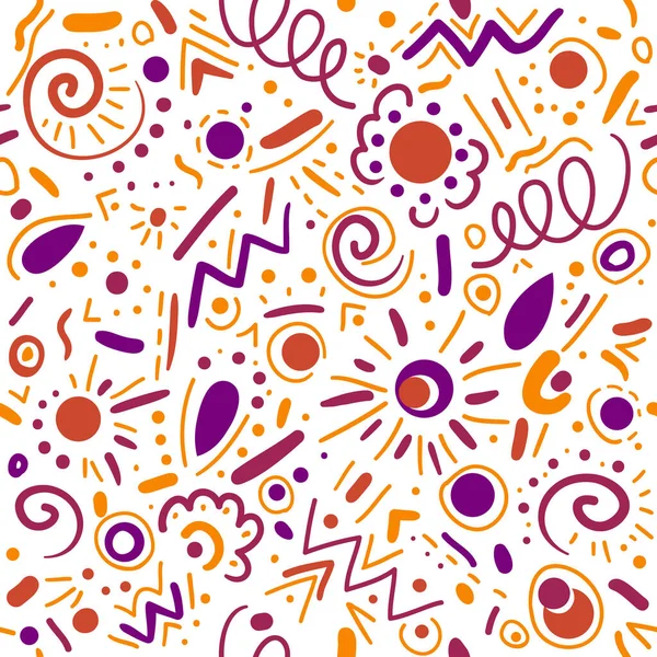 Abstrakte Handgezeichnete Doodle Geometrische Elemente Vektor Nahtlose Muster Für Textilien — Stockvektor