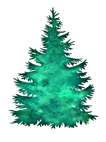 Silueta Árbol Navidad Aislado Sobre Fondo Blanco Ilustración Vectorial Para — Vector de stock