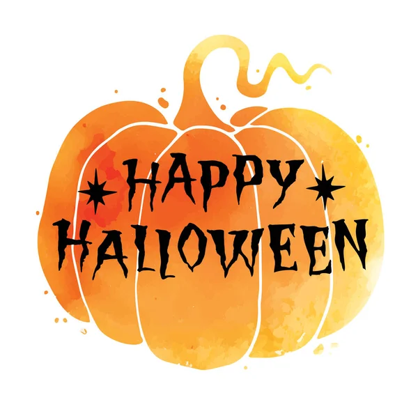 Счастливый Хэллоуин Написанный Руки Вектор Акварельном Фоне Поздравительная Открытка Хэллоуин — стоковый вектор