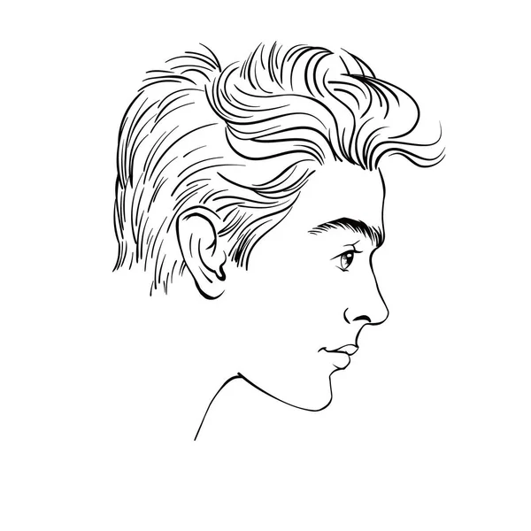 Profil Jeune Homme Esquisse Dessinée Main Illustration Vectorielle — Image vectorielle