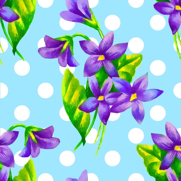 Viola Seamless Pattern Hand 페인트 삽화에 포장지 스크랩 페이퍼 — 스톡 사진