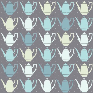 Antika çay demlikleri, retro vektör pürüzsüz desen.