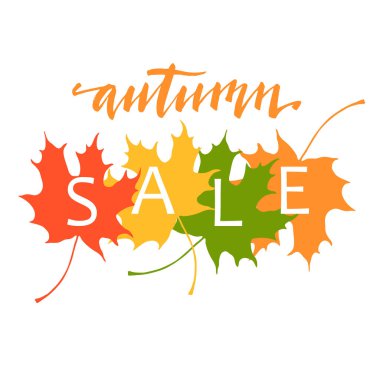 Sonbahar yapraklı indirimli pankart, tasarım için vektör illüstrasyonu. 