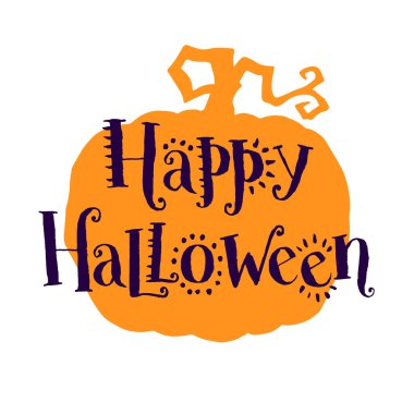  Cadılar Bayramın kutlu olsun, balkabağı siluetine el yazması harfler çizilmiş. Mutlu Cadılar Bayramı için metin pankartı veya arkaplan, el çizimi vektör illüstrasyonu.