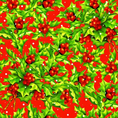 Holly böğürtlen dikişleri, Noel tatili geçmişi, tekstil şablonu, duvar kağıdı, ambalaj kağıdı.
