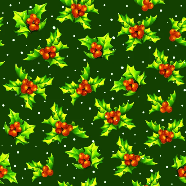 Holly Berry Seamles Pattern Christmas Holiday Background Template Textile Wallpaper — Stock Photo, Image