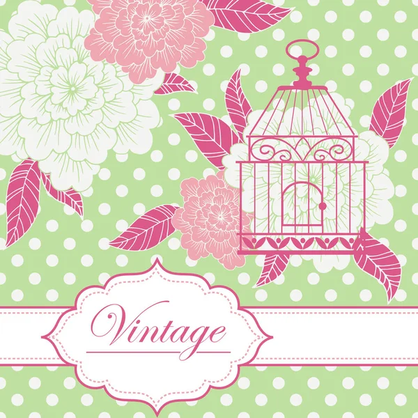 Vintage Floral Romantique Fond Vectoriel Dessiné Main Modèle Pour Invitation — Image vectorielle