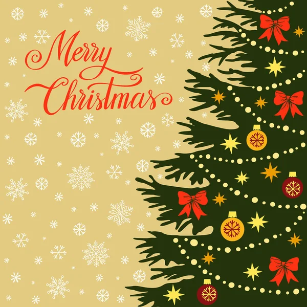 Weihnachtsbaum Mit Dekorationen Vektorillustration Vorlage Für Feiertagsgestaltung Grußkarte Einladung — Stockvektor