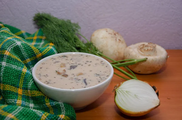 Mushroom Soup Fresh Vegetables — Stock Photo, Image