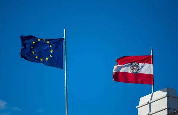 Bandera Austria Unión Europea Para Presidencia Del Consejo — Foto de Stock