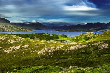 Scenic Coastal Landscape With Remote Village Around Loch Torridon And Loch Shieldaig In Scotland clipart