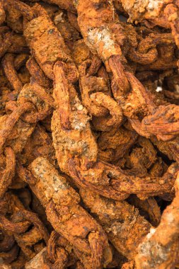 Bir liman Massive paslı zincir detay