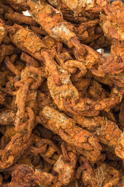 Bir liman Massive paslı zincir detay