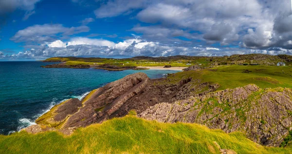 Espectacular Sandy Clachtoll Beach Clachtoll Beach Camping Cerca Lochinver Escocia — Foto de Stock