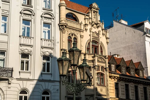 Old Houses Street Lantern Brno Czech Republic — Stock Photo, Image