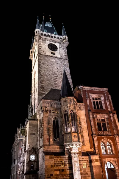 Oude Stadsplein Met Klokkentoren Astronomische Klok Praag Tsjechië — Stockfoto