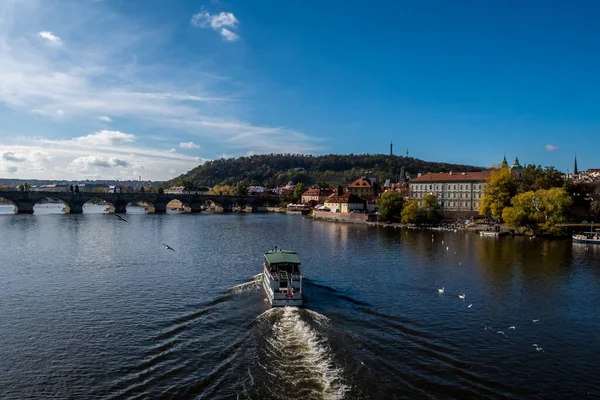 Ponte Carlos Sobre Rio Moldávia Castelo Hradcany Praga República Checa — Fotografia de Stock